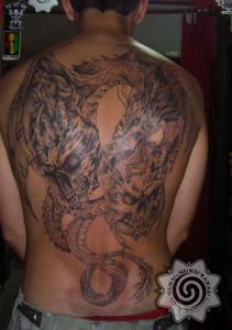 skull dragon tattoo - modern tattoo - suku suku tatau