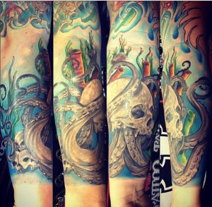 squid tattoo, skull, suku suku tatau