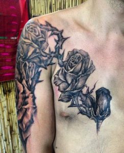 modern tattoo - black and grey - rose - suku suku tatau