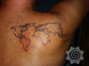 maps tattoo, hand poking