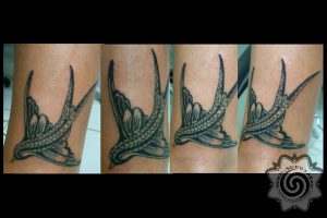 Art Swallow Tattoo - Handmade tattoo - hand poking