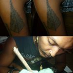 traditional feather tattoo, hand poking