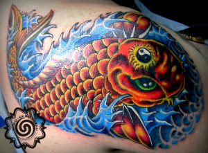 modern fish tattoo, color tattoo, suku suku tatau